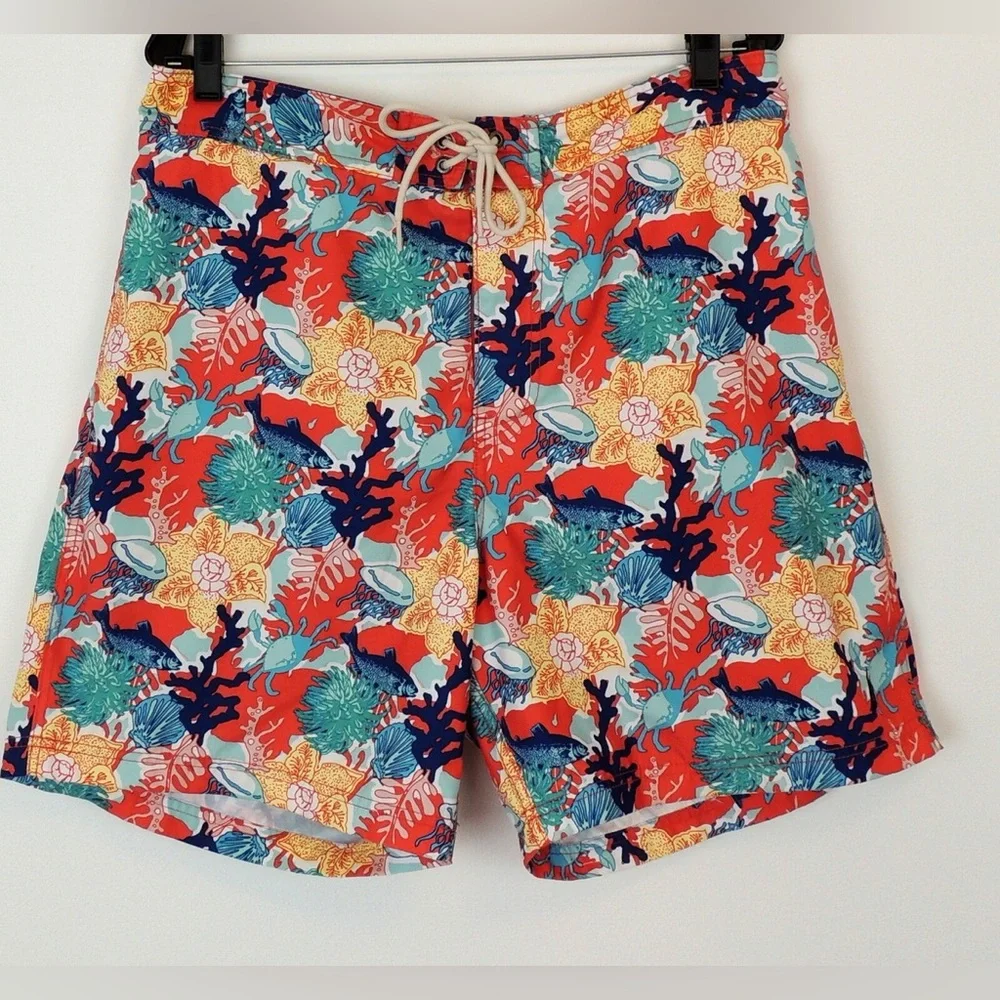 Nautica Coral Reef Pattern Board Shorts